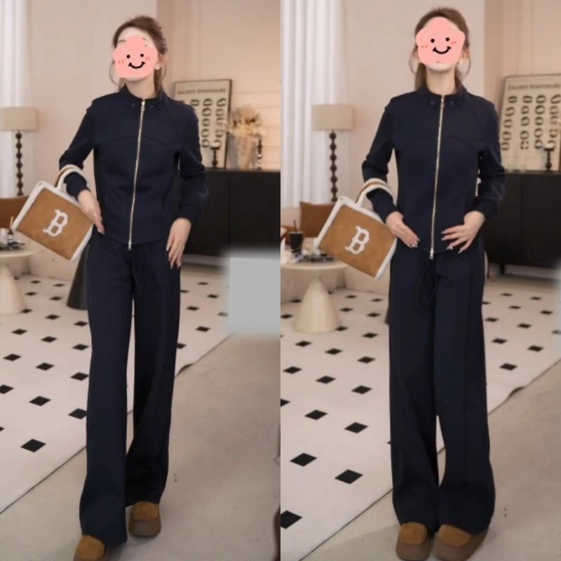 新款时尚百搭复古休闲卫衣外套+休闲卫裤套装LK2507162