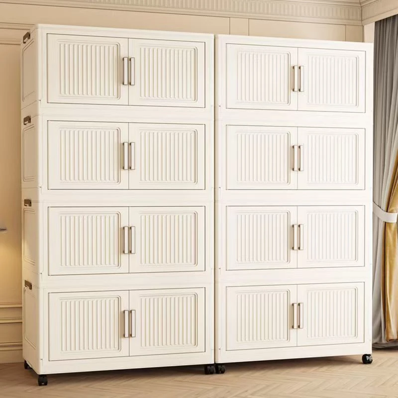 加厚收纳箱免安装折叠收纳柜客厅零食置物柜多层储物衣柜无患子