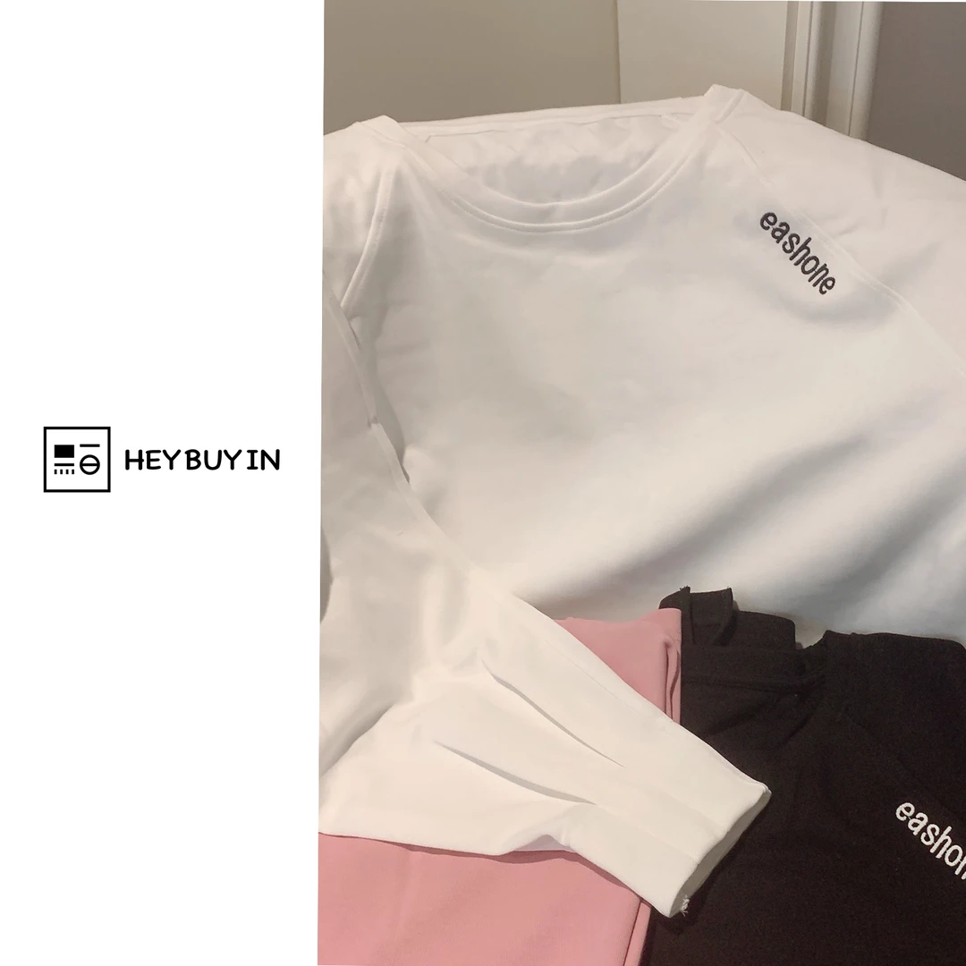 HEYBUYIN【蔓朵T恤】精选刺绣宽松慵懒显瘦百搭好穿圆领长袖上衣女