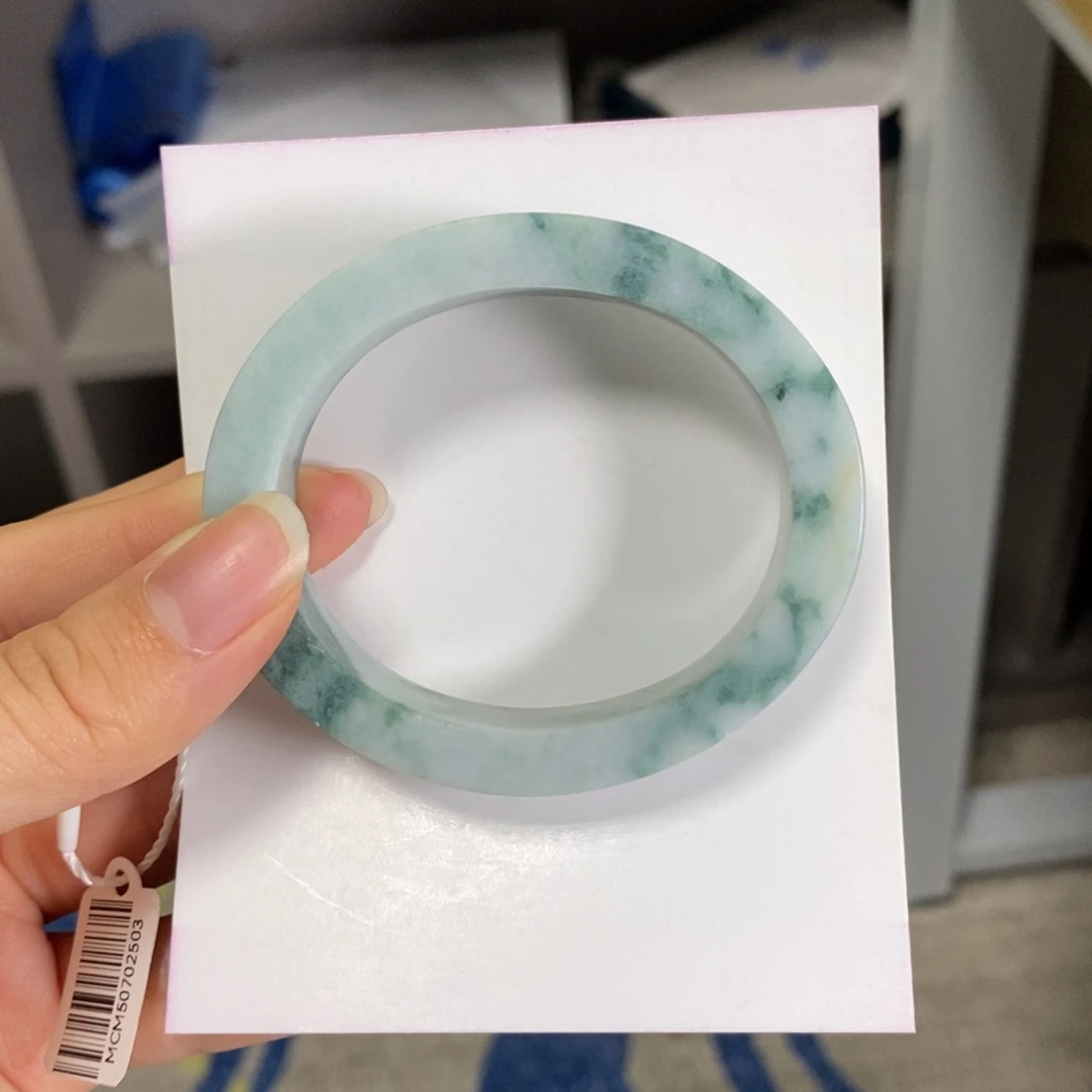 未镶嵌手镯定制翡翠蓝底蓝花贵妃