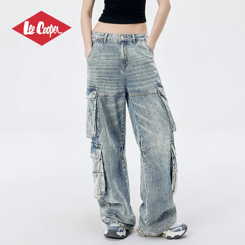【孟子义同款】Lee Cooper/李库珀 潮流复古工装牛仔裤女裤直筒宽松