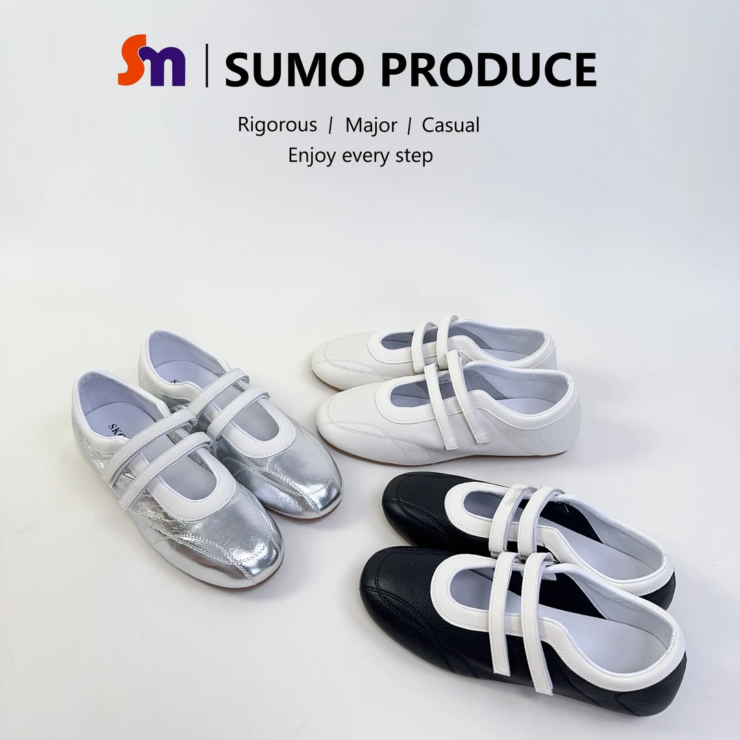 HIMEGANJANE 新款真皮玛丽珍芭蕾舞平底鞋休闲鞋108