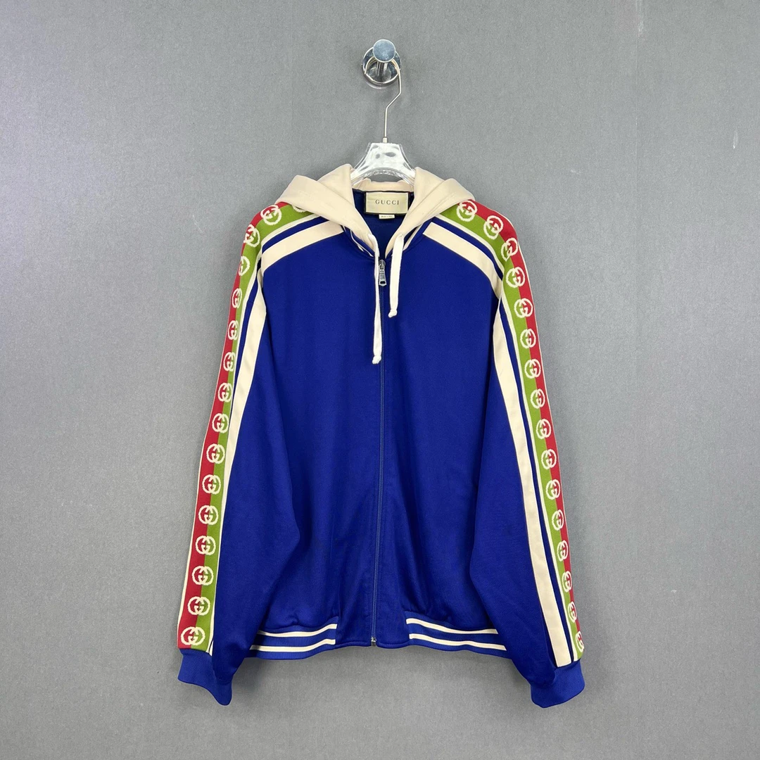 99新 GUCCI/古驰 S码/深蓝色侧边拼接拉链外套/12946092