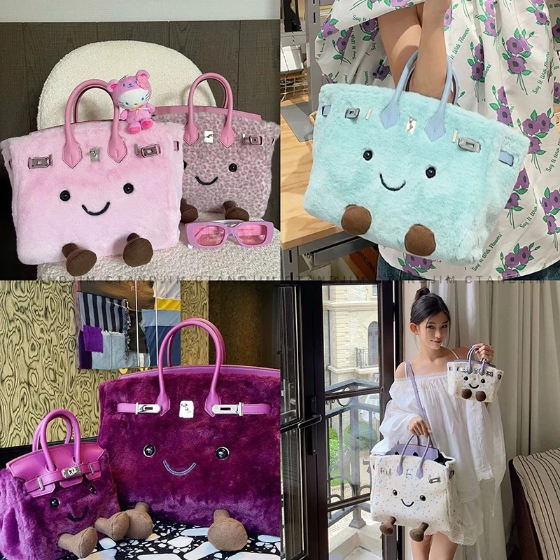 CTANDJIM双肩包PLUS敲可爱毛茸茸bk小精灵手提包斜挎包