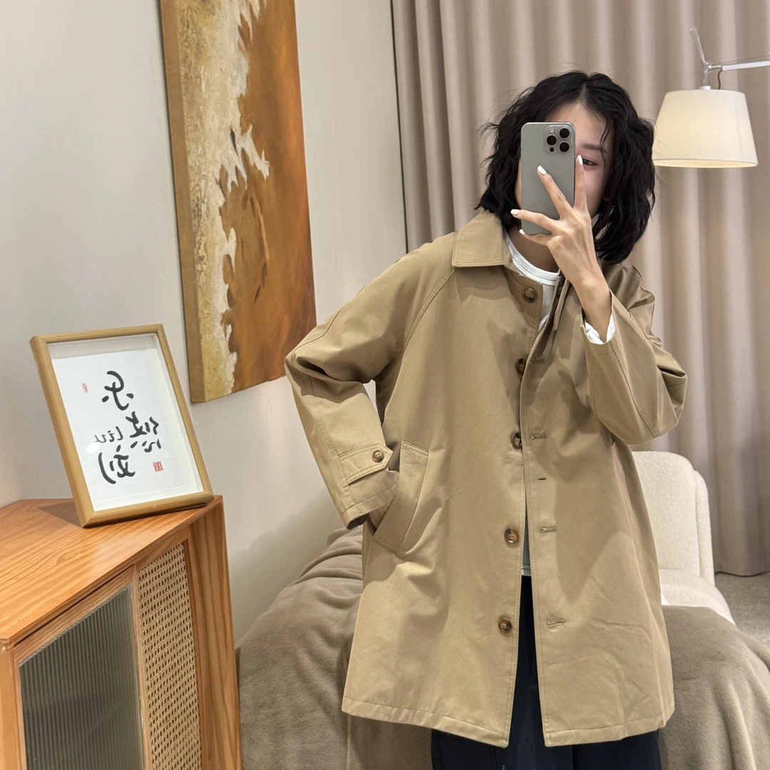 喜樂   2025风衣外套春季新款时尚百搭翻领宽松纯色简约女士外套