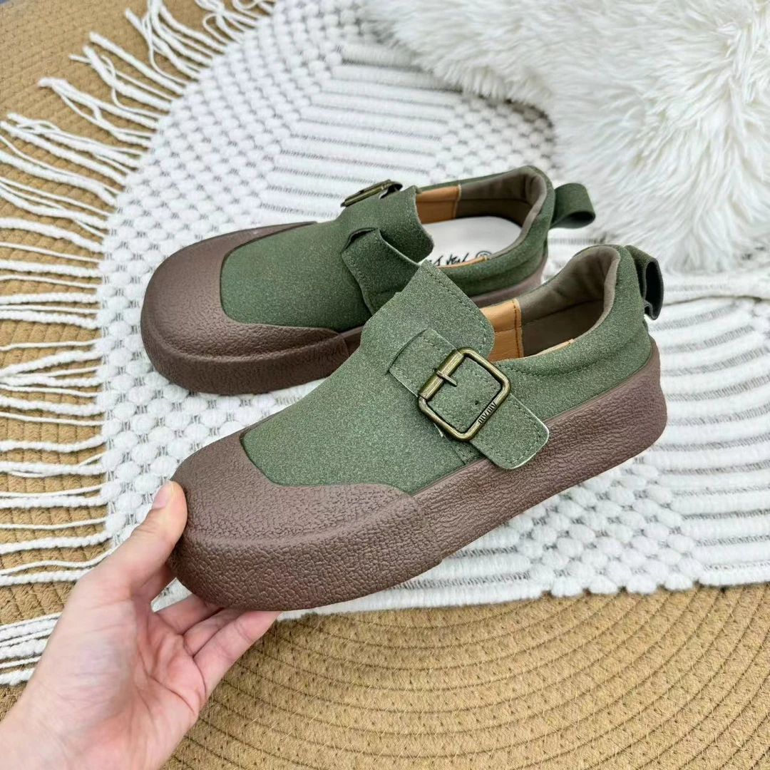 3239 军绿 美拉德色系穿搭鞋子2024新款春秋勃肯鞋厚底休闲女鞋