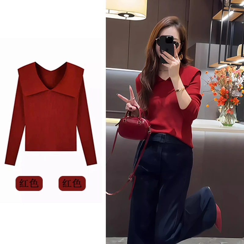 春季韩系新款简约显瘦长袖上衣女休闲打底针织衫减龄内搭时尚宽松
