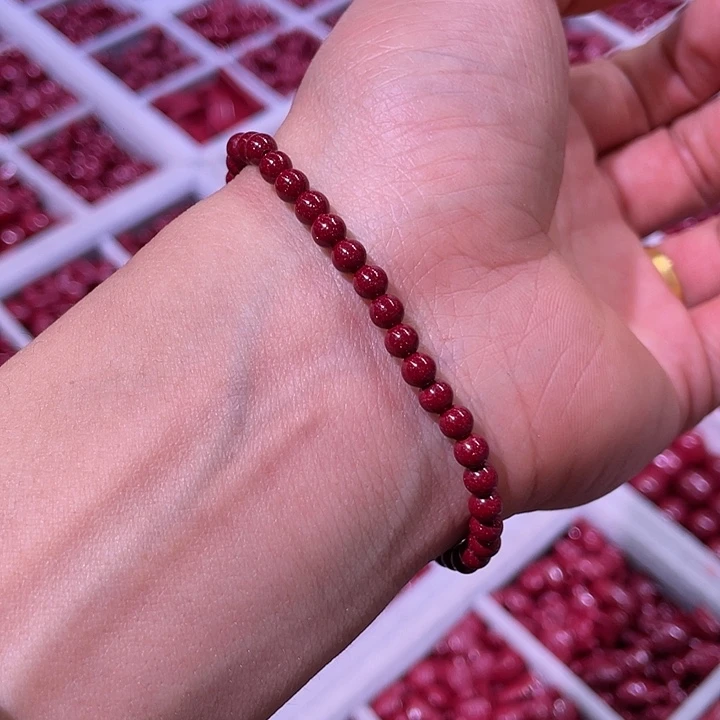 天然辰砂紫金砂4毫米手链