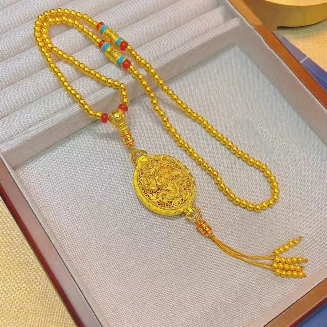 铁合金吊坠 凤凰金色吊坠花丝金凤香囊流苏毛衣链双面项链龙牌