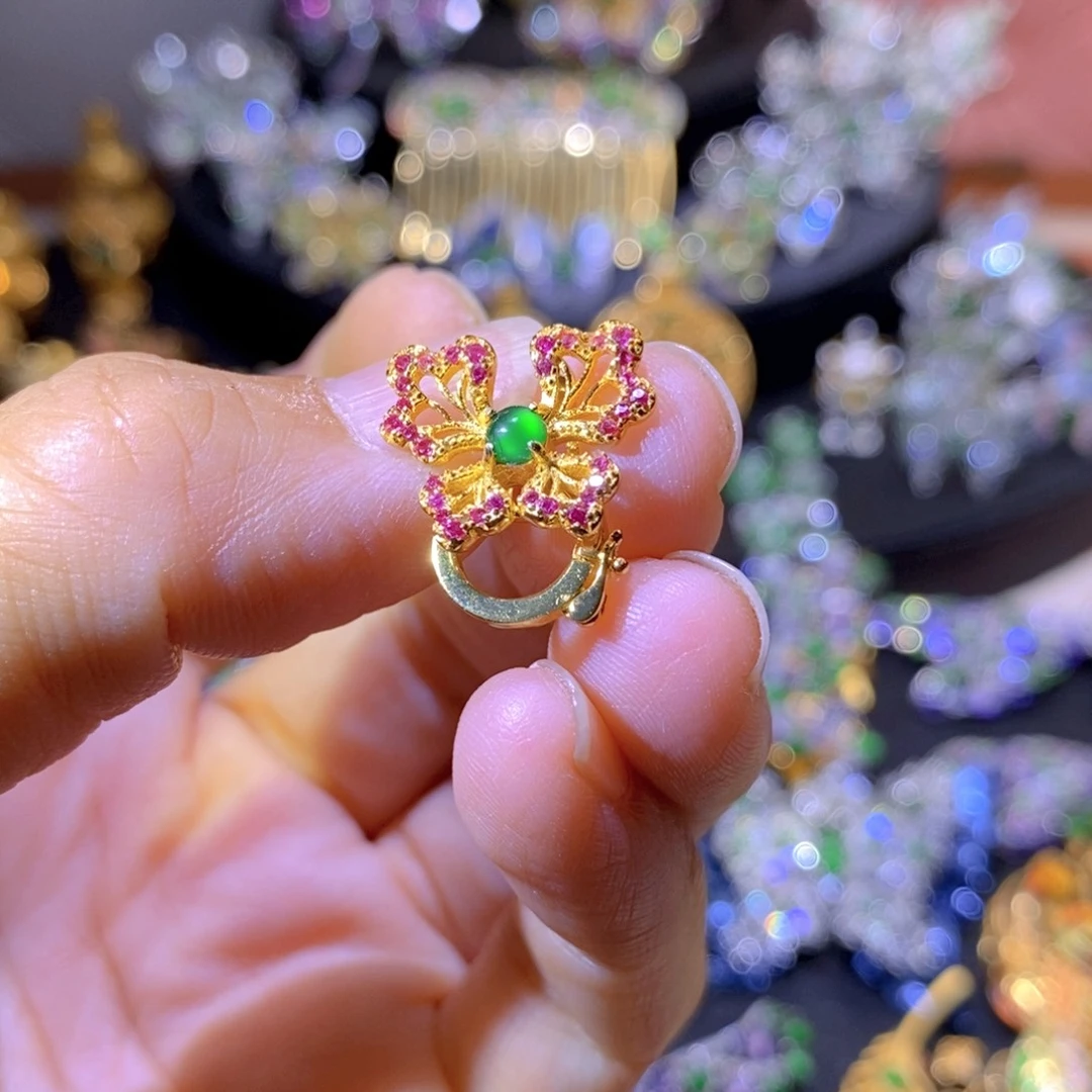 吊坠(不含链)银S925镶嵌翡翠