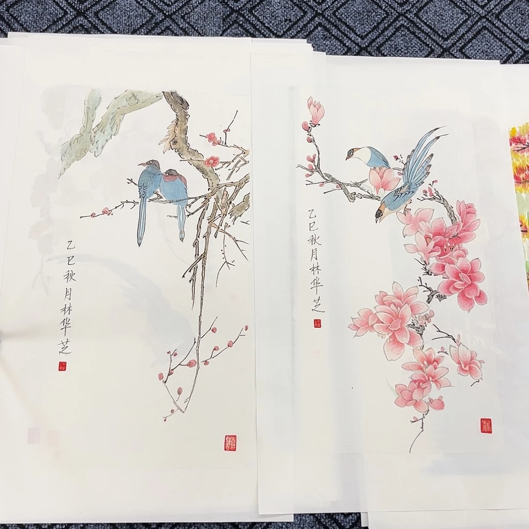 元***春国画林华芝老师四尺四开花鸟2奇