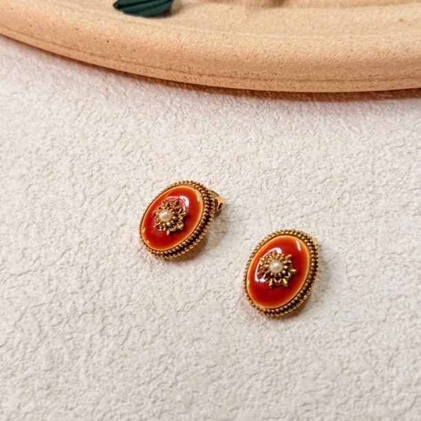 铜合金耳饰 【六六中古】孤品复古耳夹th6488