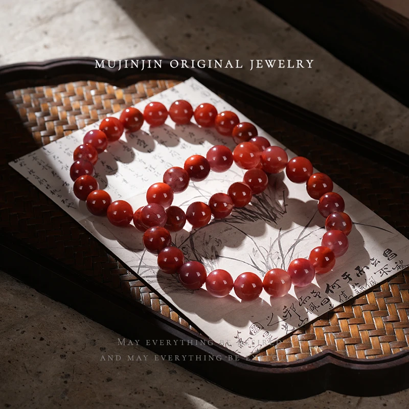 【木槿槿】天然南红玛瑙手串女款气质小众饰品时尚手链多样性发一