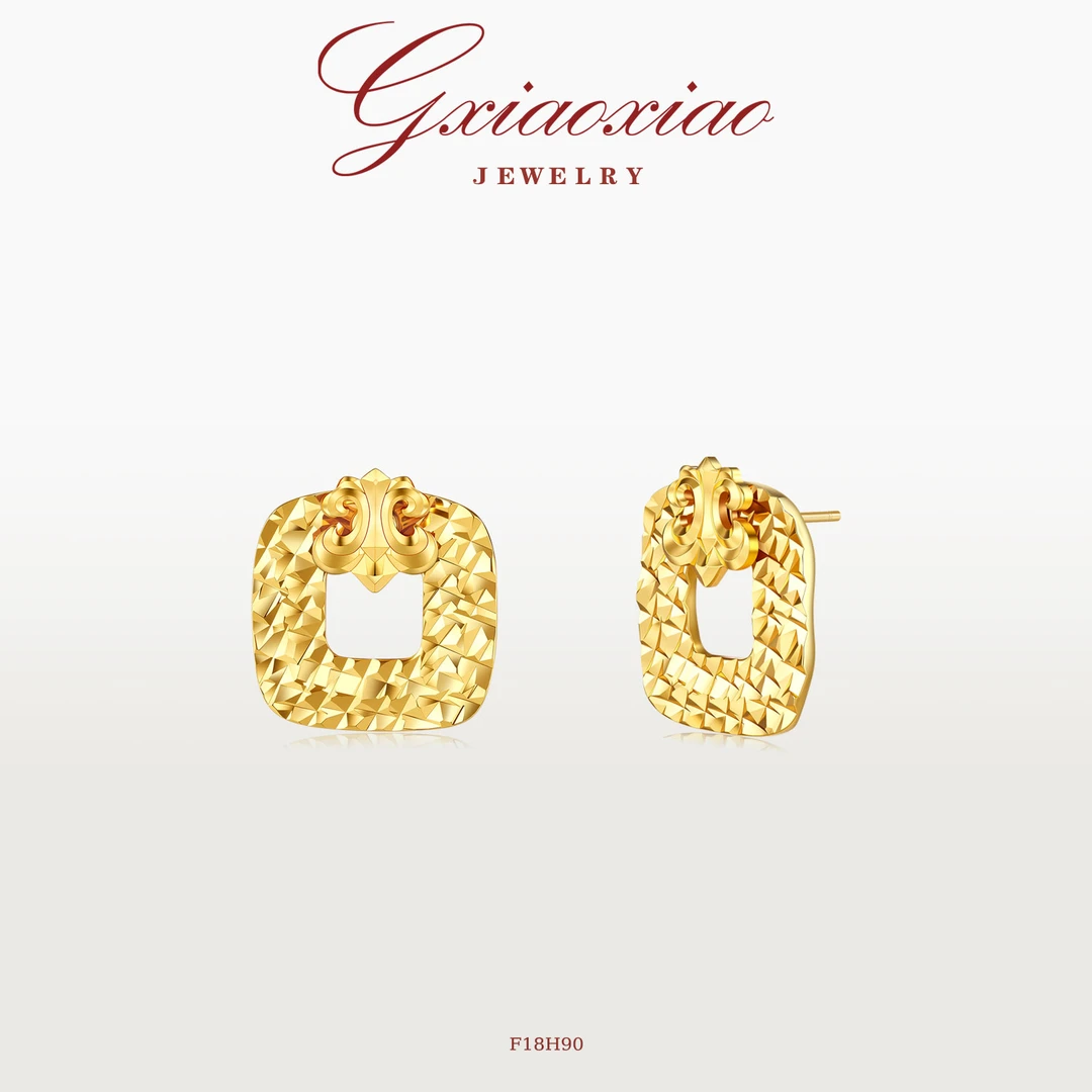 G XIAOXIAO 镀K金气质高级感时尚百搭方形鸢尾花百搭耳环 F18H90