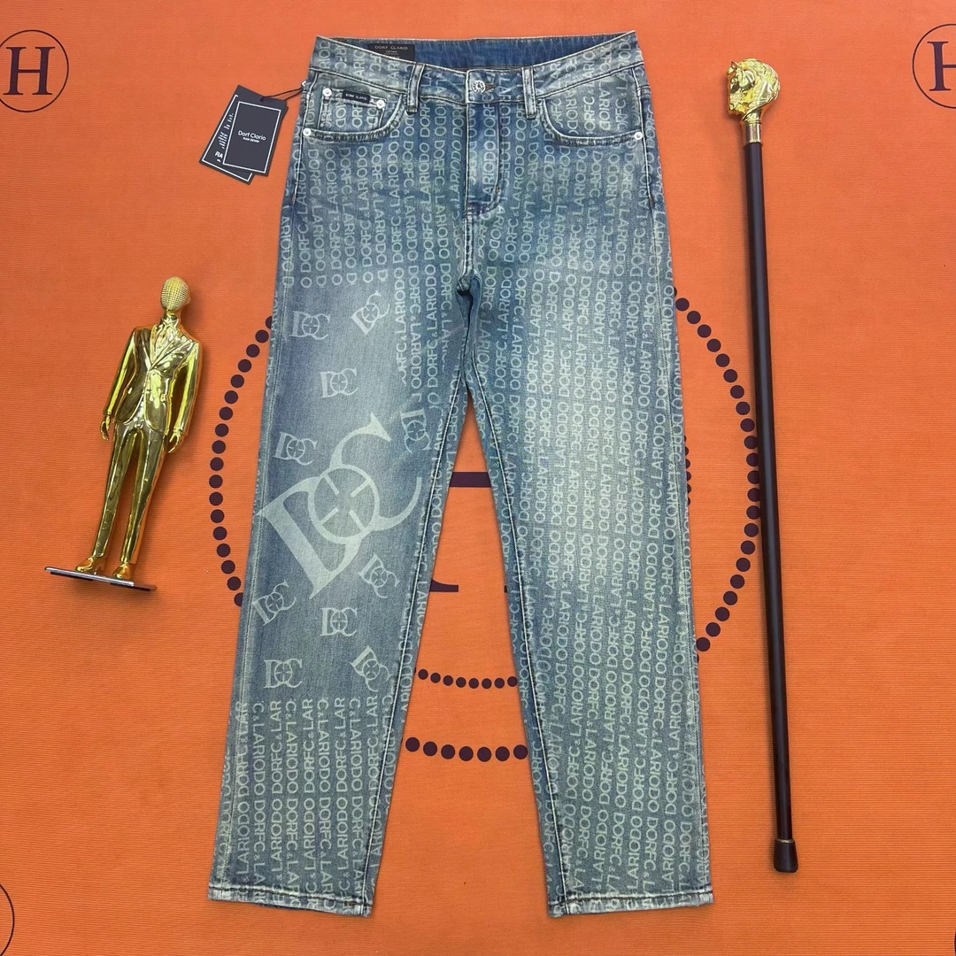 夏季新款8208轻奢时尚百搭宽松宽版直筒男士牛仔裤