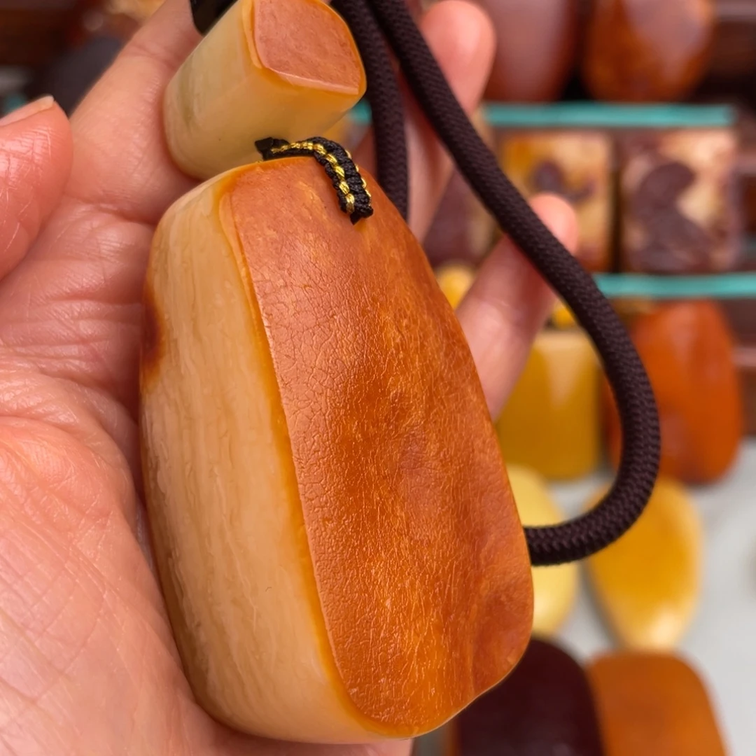 定制琥珀未镶嵌蜜蜡虎皮千层手把