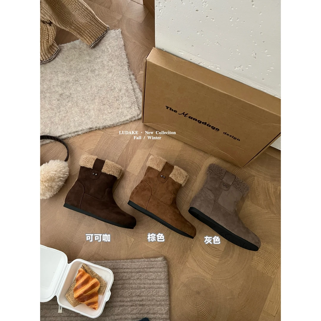 鹿大可-“麂皮绒”“内增高4公分”加绒短靴#P883-90