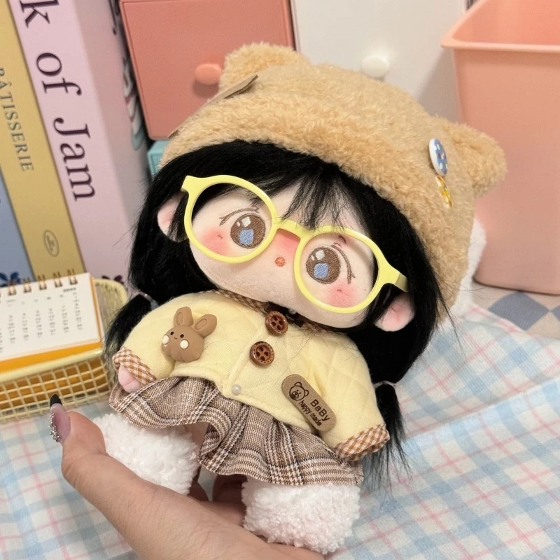 可爱超萌原创20cm棉花娃娃黄油小熊兔司女娃衣服毛绒公仔换装套装