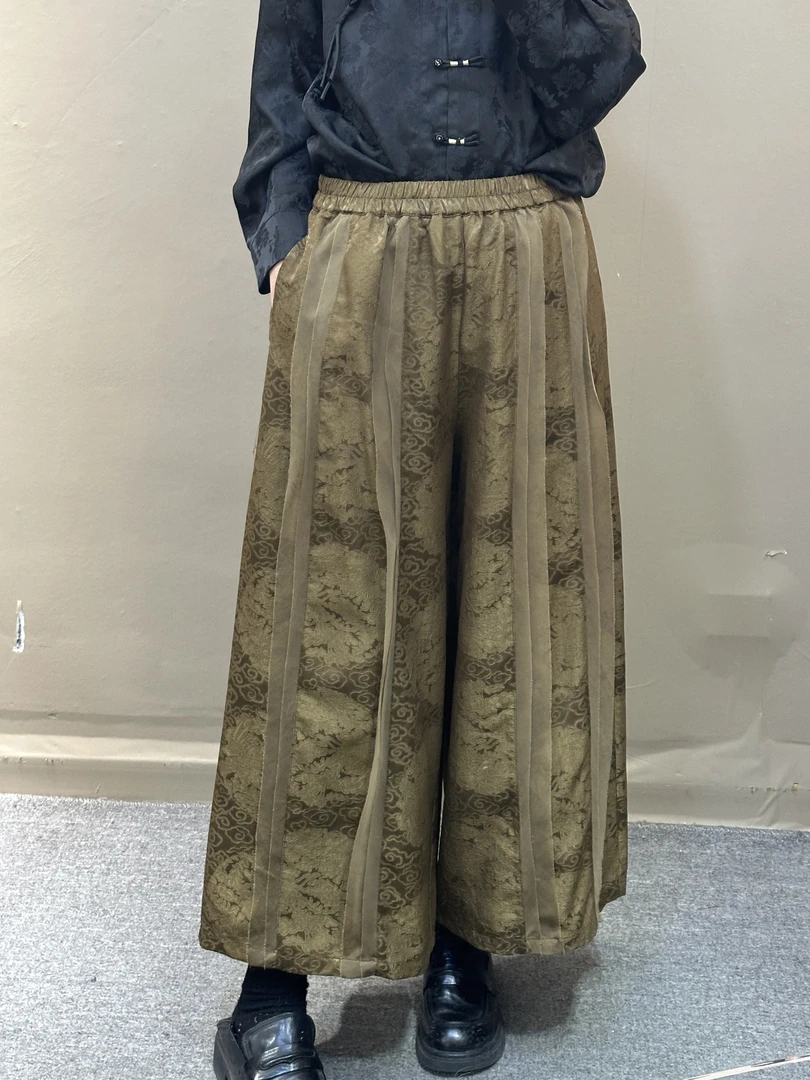 100%桑蚕丝毛边阔腿裤休闲百搭高腰显瘦女裤