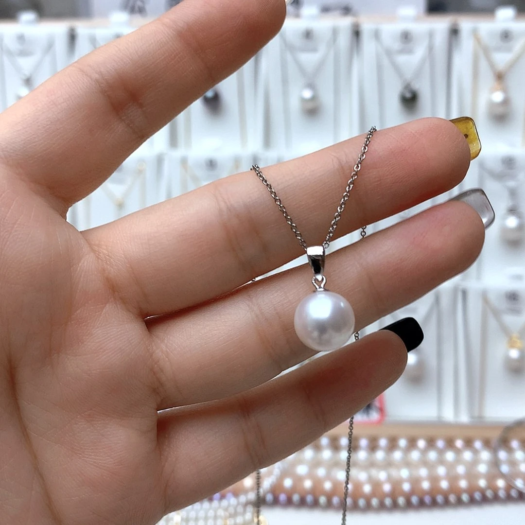 淡水珍珠银S925镶嵌吊坠(赠链)