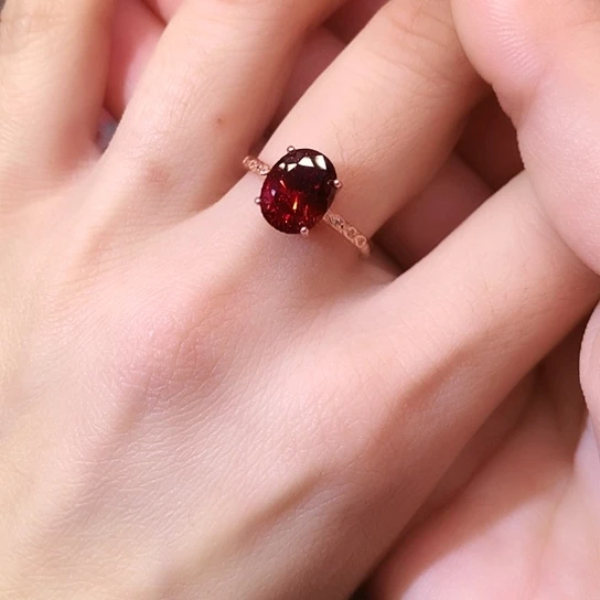 石榴石戒指银S925镶嵌