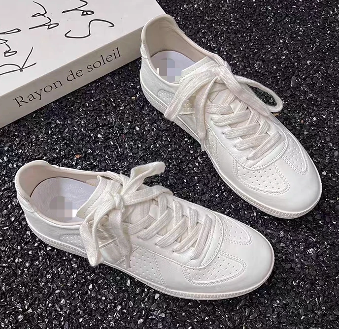 广州妮可运动平底板鞋真皮德训ol小白鞋女百搭阿甘鞋2025新款女鞋