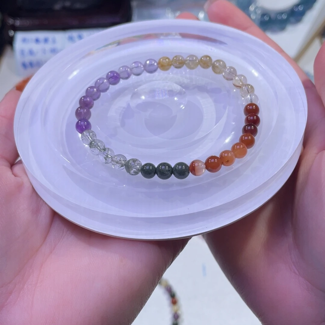 未镶嵌手链水晶渐变色多宝5+