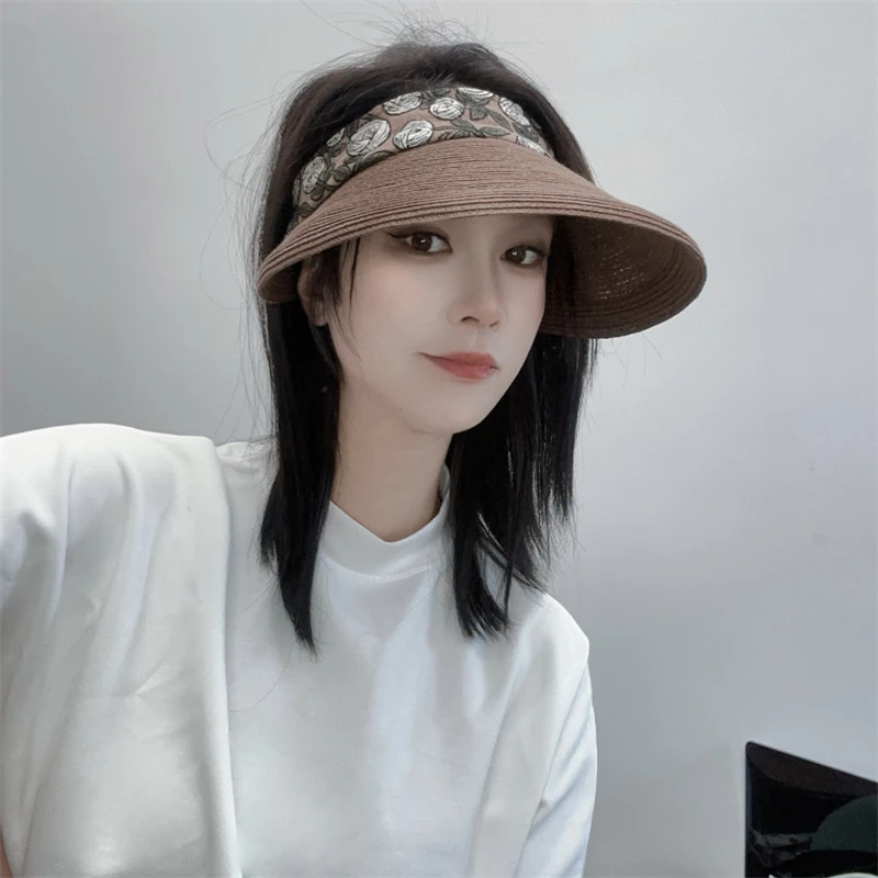 2025女士夏季防晒空顶大檐可折叠遮阳帽防紫外线百搭显脸小太阳帽