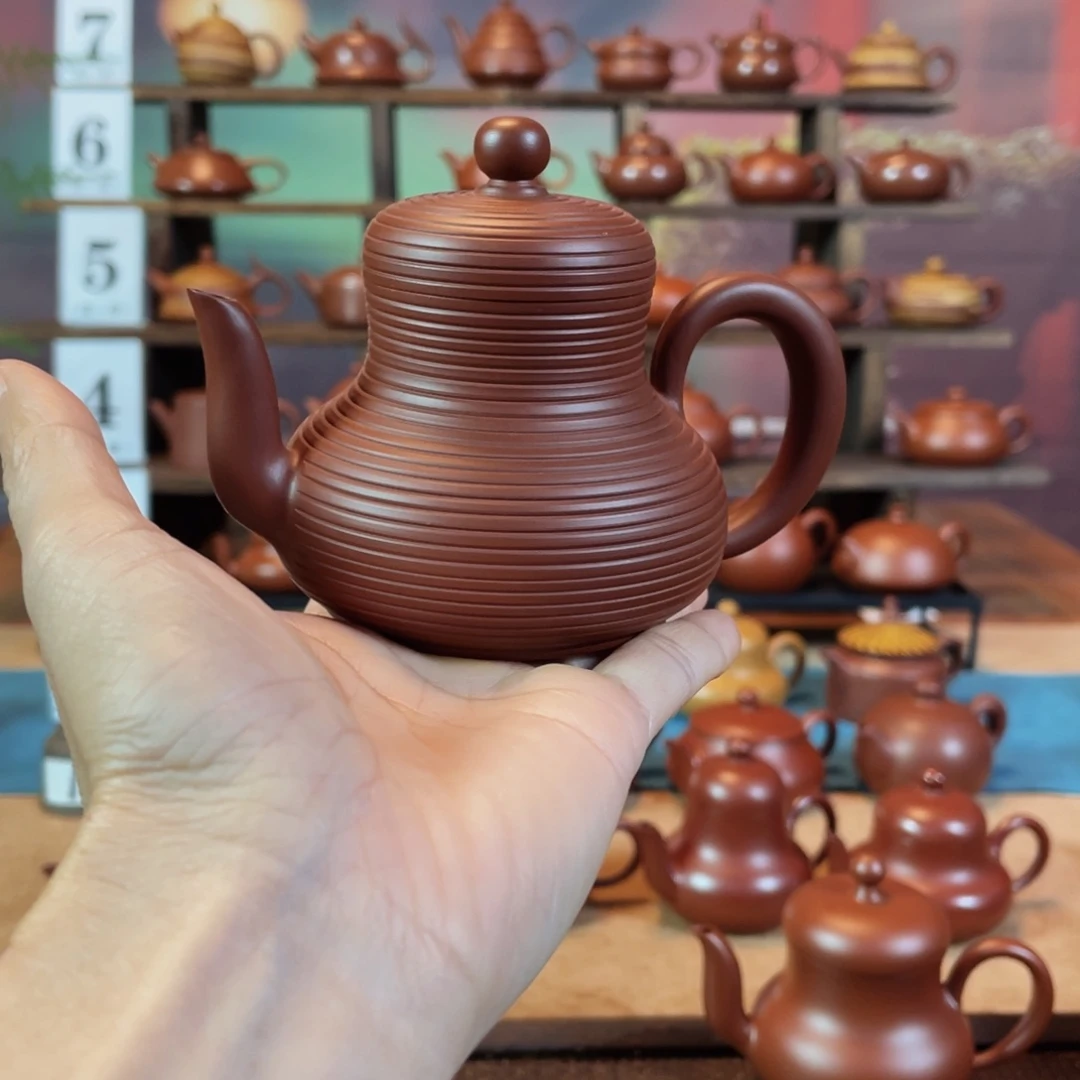 茶壶紫砂『**』潮州手工手拉朱泥千线思婷壶