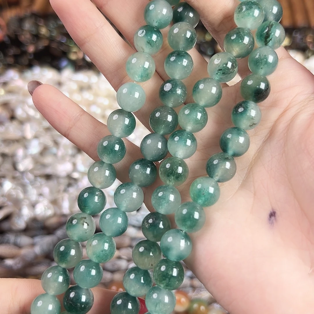 玛瑙/玉髓合金珠宝半成品b180绿玉髓玛瑙圆珠10mm