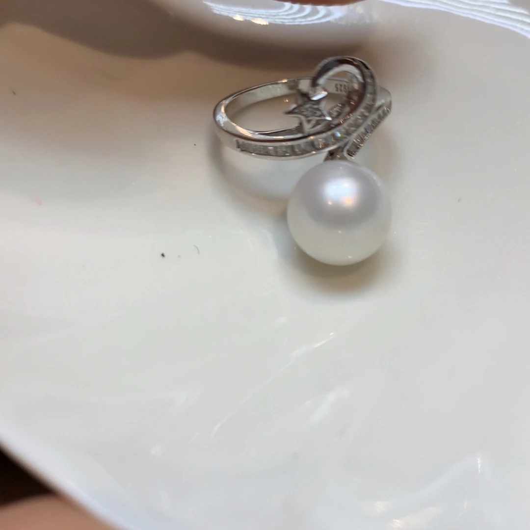 海水珍珠戒指银S925镶嵌