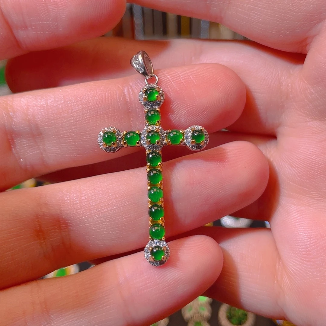 翡翠银S925镶嵌吊坠(不含链)