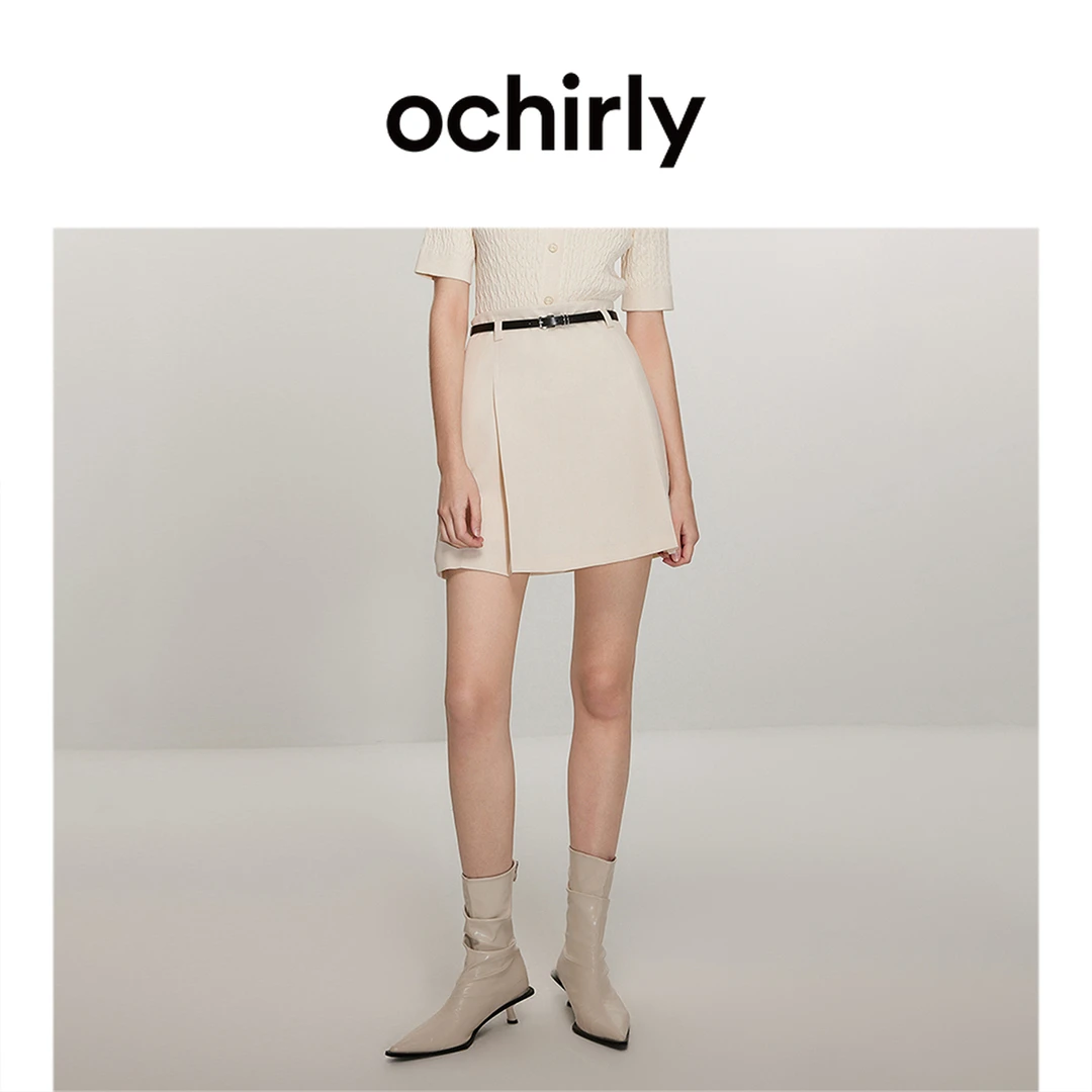 OCHIRLY/欧时力新款简约气质短裙女「尤莱特」高腰半身裙精致松弛感