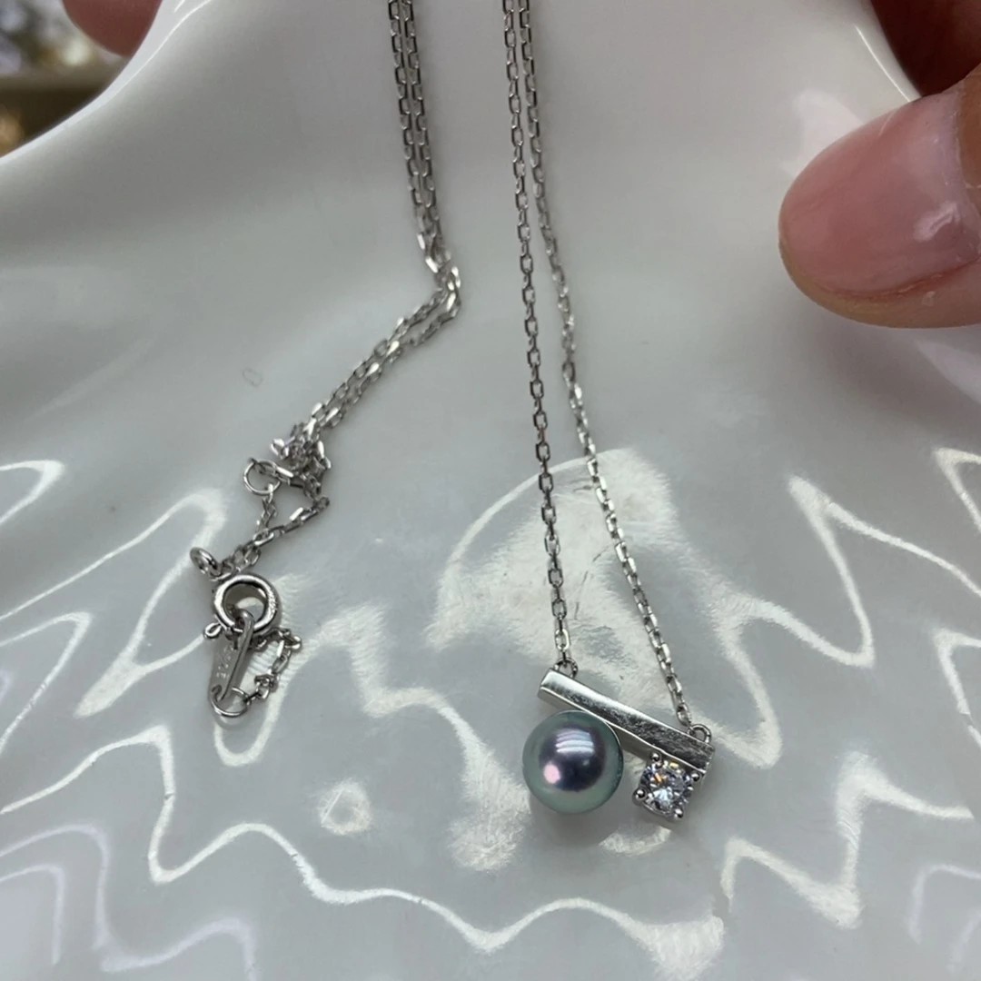 海水珍珠银S925镶嵌套链