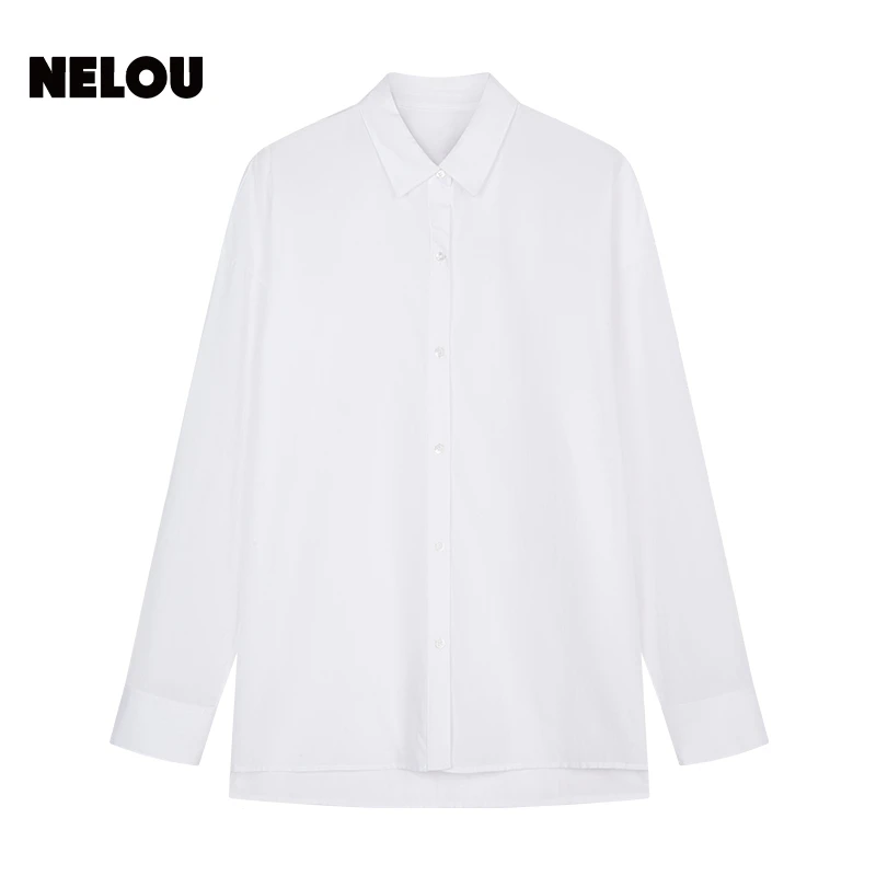 NELOU设计风开衩衬衫 夏季新款设计感衬衫 百搭高级气质感上衣