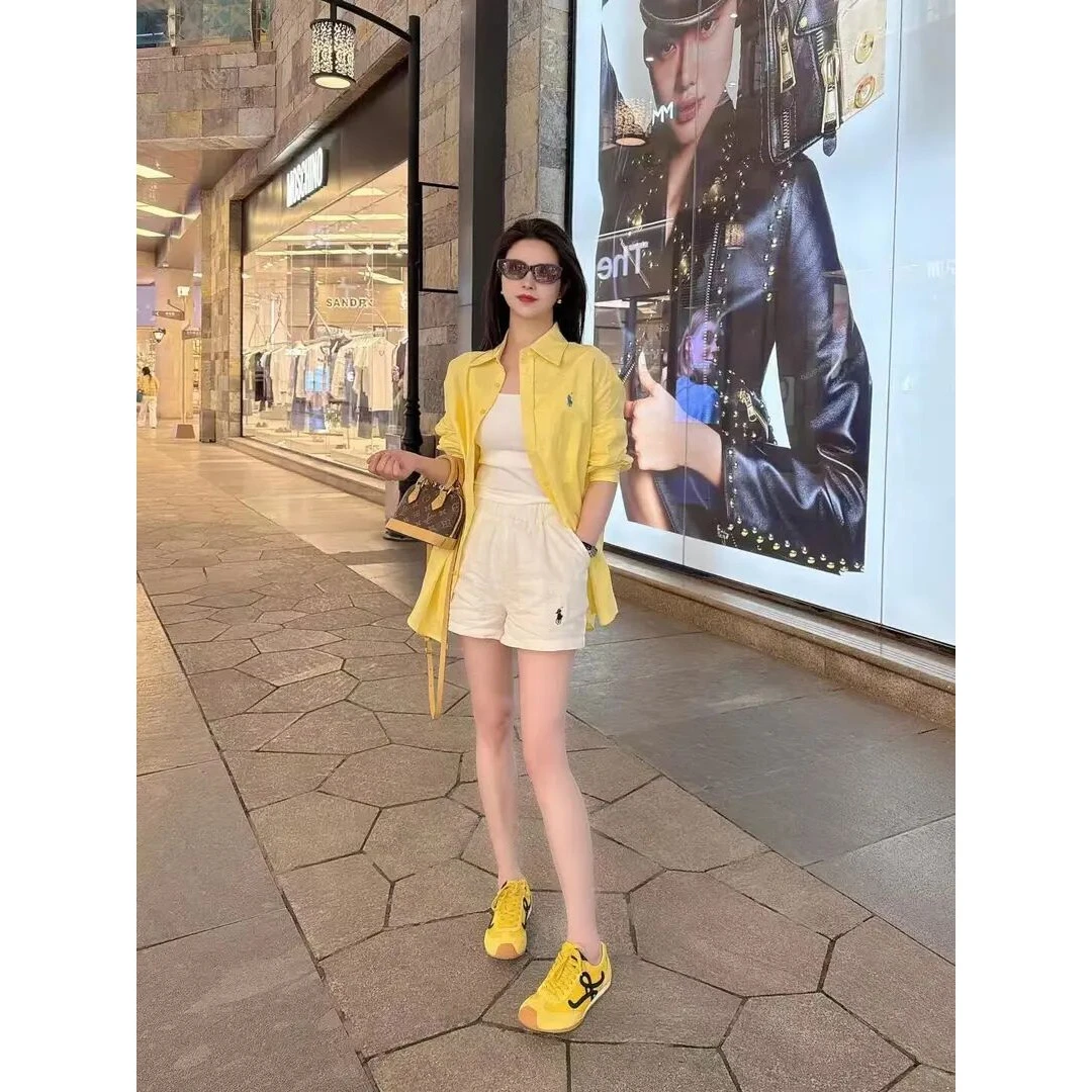 2025女士时尚夏装防晒衬衫外套小个子百搭白色休闲运动短裤两件套