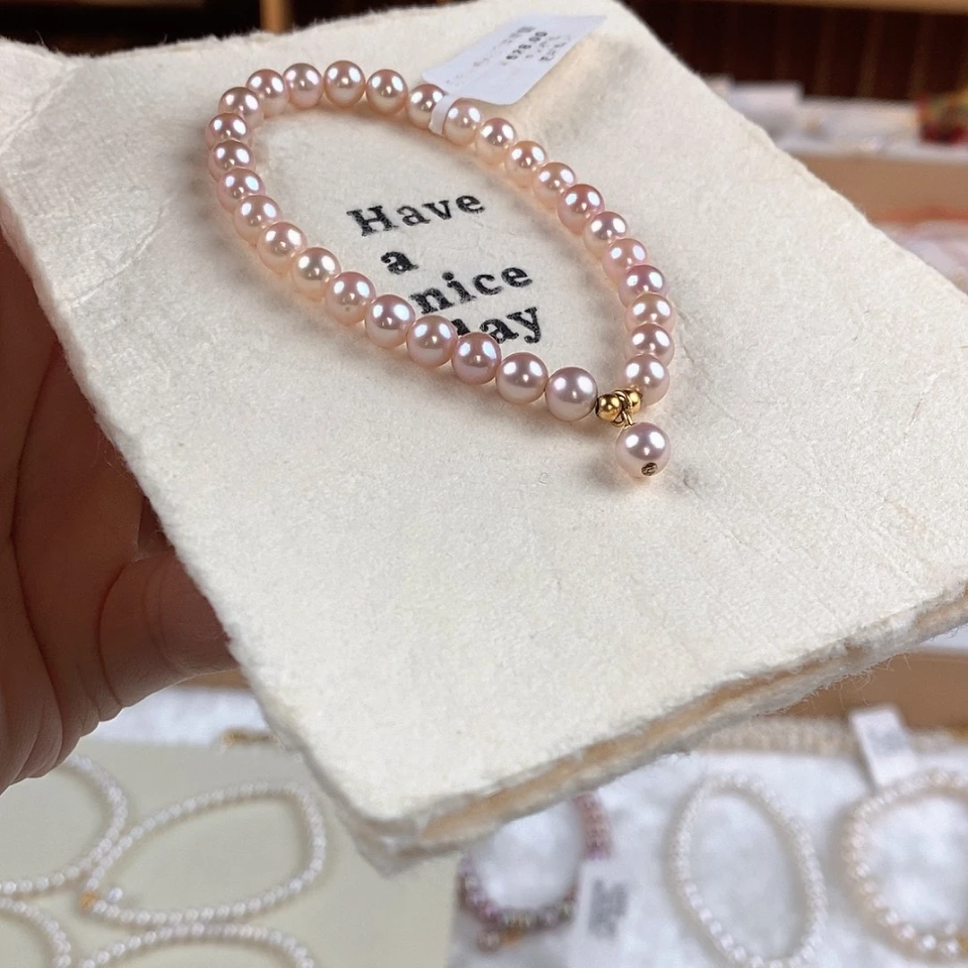 手绳银S925镶嵌淡水珍珠