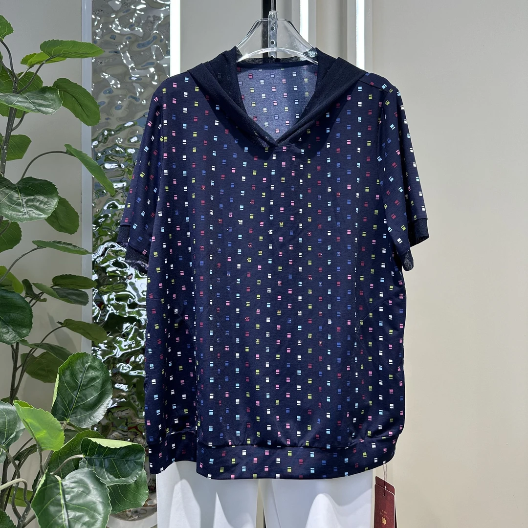 JIANKUAN 高品质 藏蓝色彩方块体恤 JN30517 衣长65