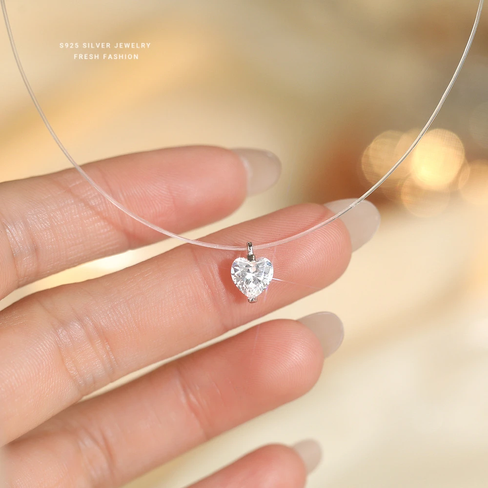 浮游映羽 坠链均925银 人鱼之泪爱心版明星同款吊坠项链纯银锆石