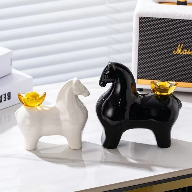 马年马上有钱摆件客厅酒柜轻奢高档高级感玄关装饰品乔迁礼物开业