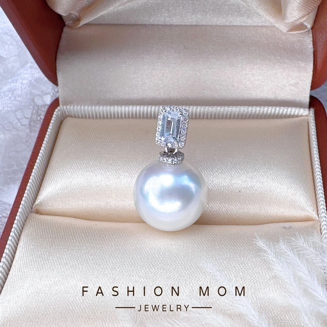 13-14mm澳白正圆方糖万能扣吊坠3A光