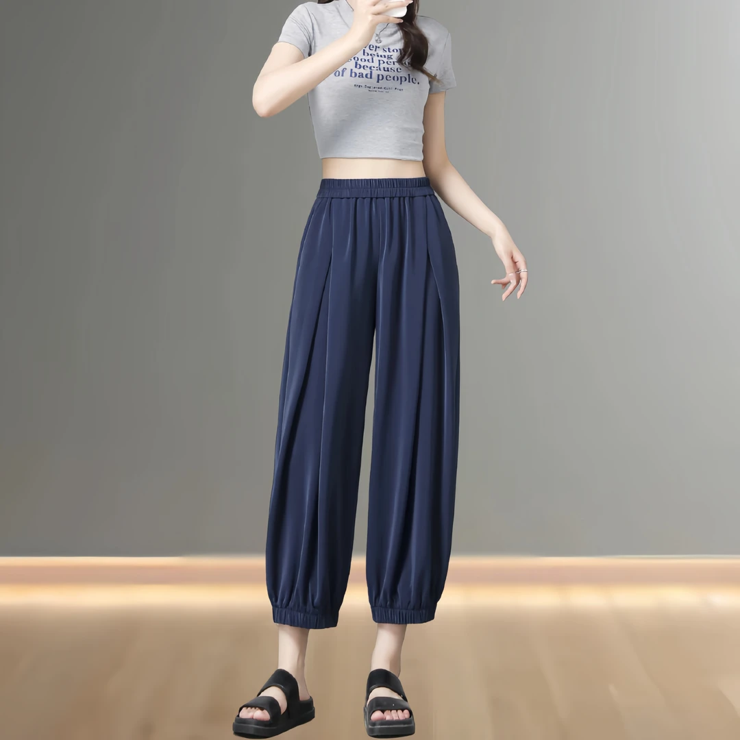 冰丝灯笼裤子女款夏季新款薄款防晒透气垂感小个子梨型百搭休闲风