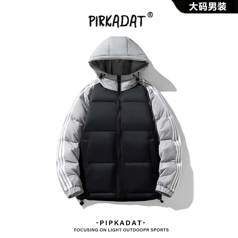Pirkadat条纹撞色情侣羽绒服男士冬季白鸭绒加厚保暖休闲宽松外套