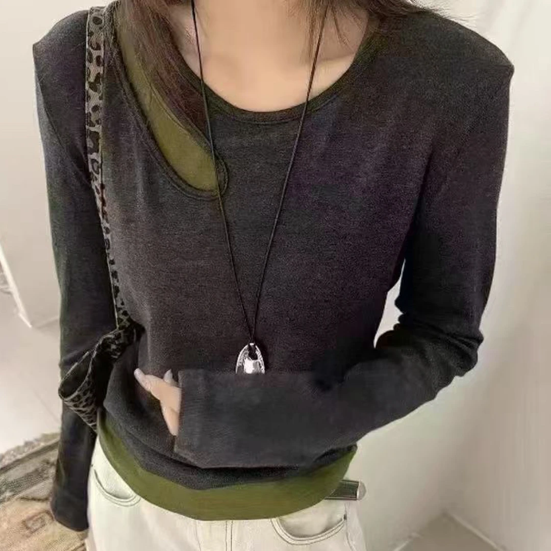 2025仟禧家时尚百搭显瘦气质假两件上衣