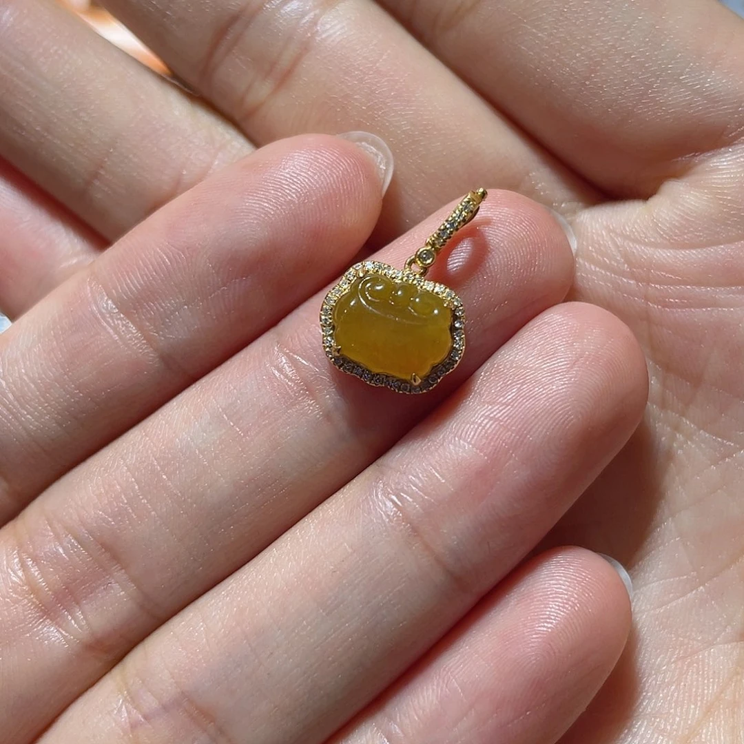 翡翠18K金镶嵌吊坠(不含链)