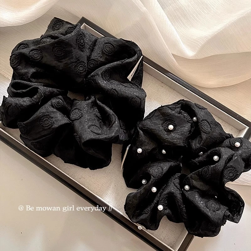 法式蕾丝珍珠大肠发圈女高级感发绳丸子头发圈扎头发头圈头绳头花