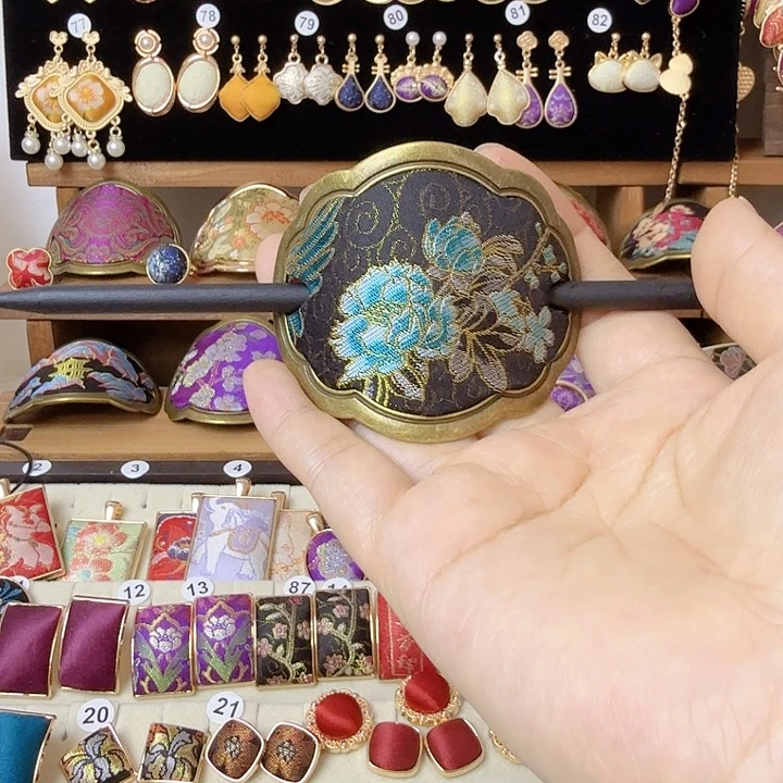 琉璃纯铜合金牡丹发簪