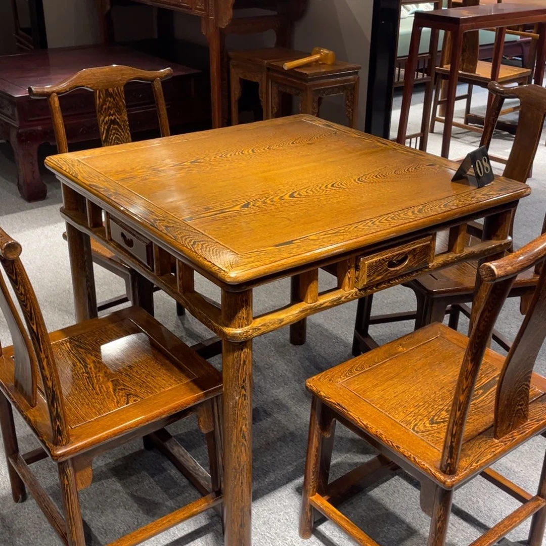 用***1鸡翅木类成套家具鸡翅木83 83 76一桌四椅五件套