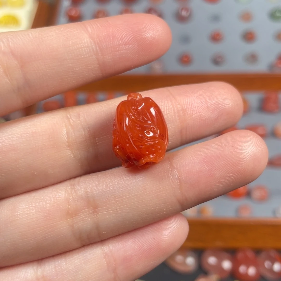 南红玛瑙白菜未镶嵌小*菇定制手机挂