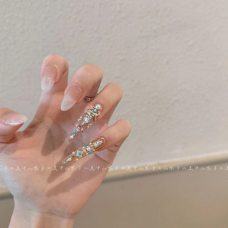 原版原创【玉娆】山茶家纯手工定制穿戴甲甄嬛护甲高级气质美甲